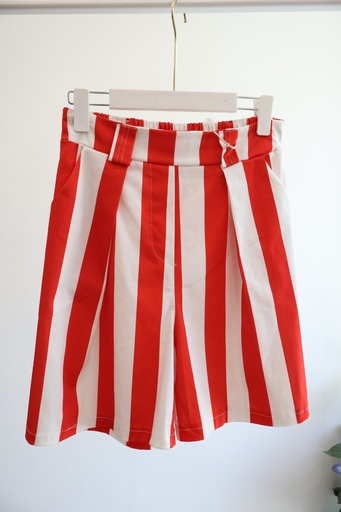 Calções às Riscas Vermelho e Branco