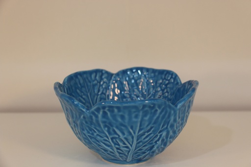 Taça de cerâmica azul-claro com design de folha