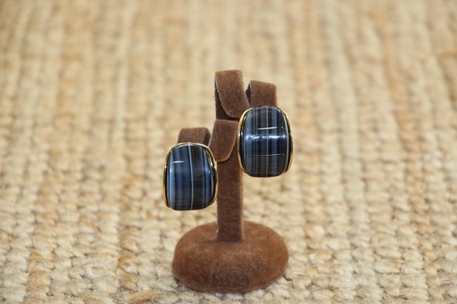 Brincos de Argola Larga com Efeito Ágata Listrada